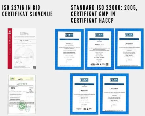 Standard ISO 22000 2005 certifikat GMP in certifikat HACCP